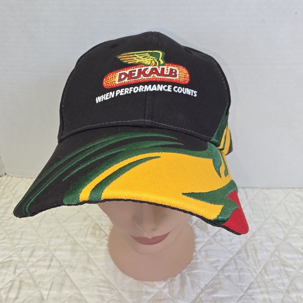 Dekalb Seed Corn Wing Logo Shark Tooth Embroidered Trucker Hat Black
